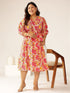 Plus Size Multicolor Pure Cotton Floral Printed A-line Dress